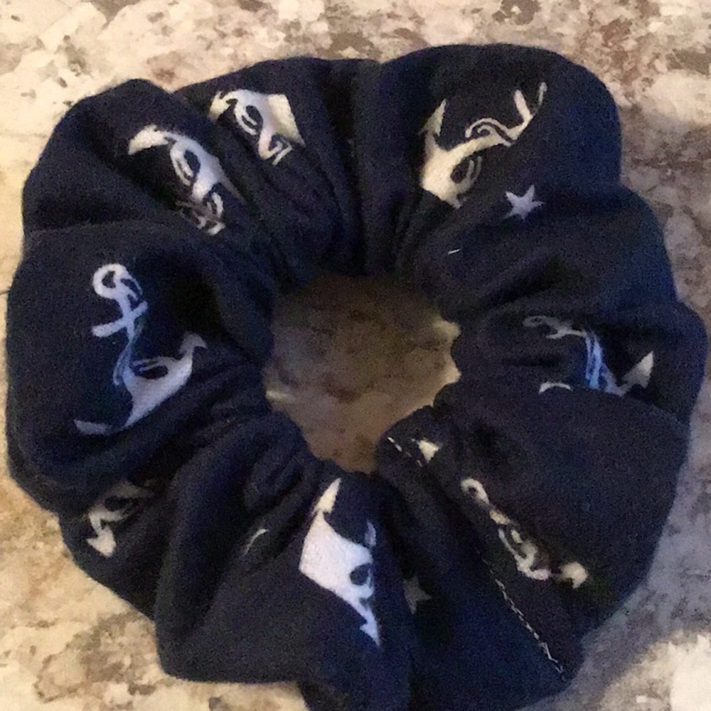 Anchor ship ocean navy blue hair scrunchie gift